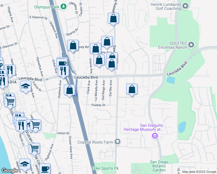 map of restaurants, bars, coffee shops, grocery stores, and more near 864 Del Rio Avenue in Encinitas