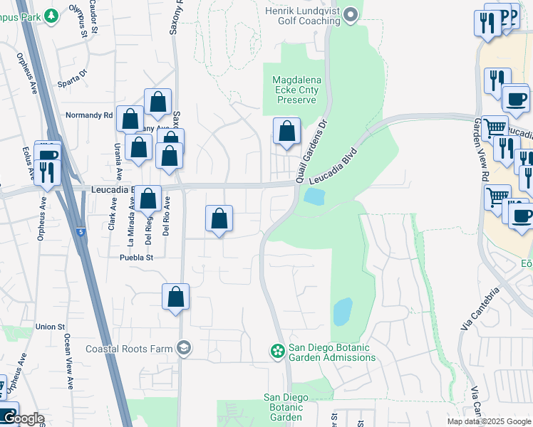 map of restaurants, bars, coffee shops, grocery stores, and more near 1034 Alexandra Lane in Encinitas