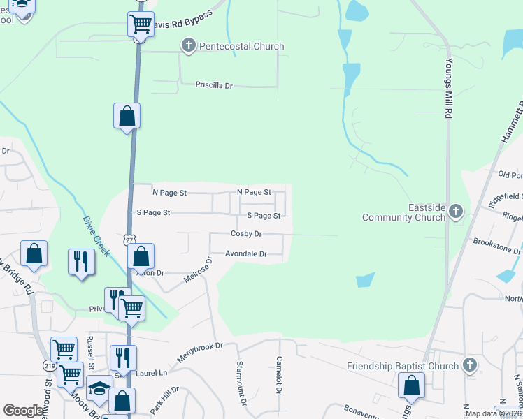 map of restaurants, bars, coffee shops, grocery stores, and more near 450 North Page Street in LaGrange