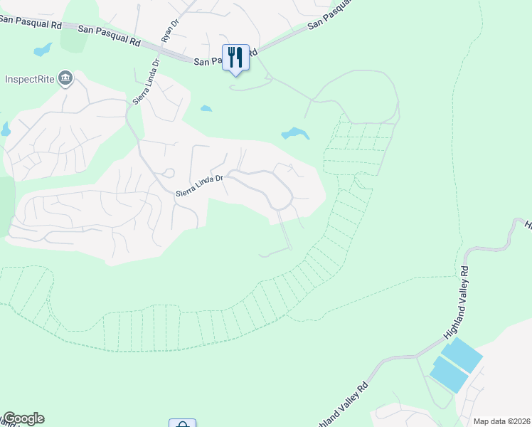 map of restaurants, bars, coffee shops, grocery stores, and more near 1346 Sierra Linda Drive in Escondido
