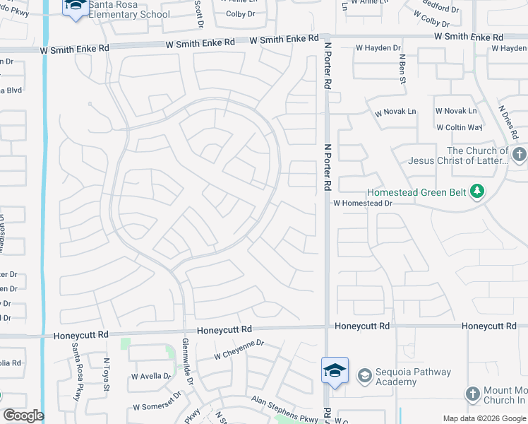 map of restaurants, bars, coffee shops, grocery stores, and more near Friendly Place in Maricopa
