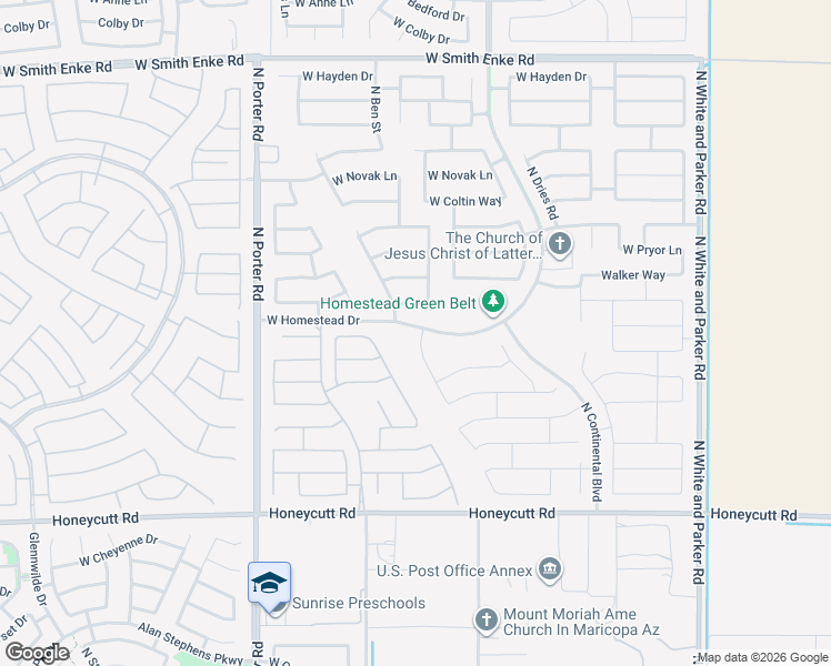 map of restaurants, bars, coffee shops, grocery stores, and more near 20278 North Lauren Road in Maricopa