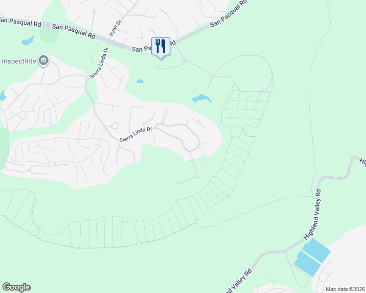 map of restaurants, bars, coffee shops, grocery stores, and more near 1346 Sierra Linda Drive in Escondido