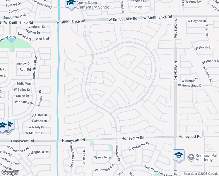 map of restaurants, bars, coffee shops, grocery stores, and more near 42387 West Heavenly Place in Maricopa