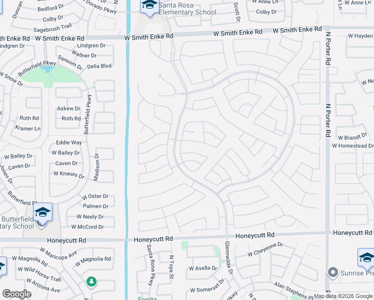 map of restaurants, bars, coffee shops, grocery stores, and more near 42652 West Constellation Drive in Maricopa