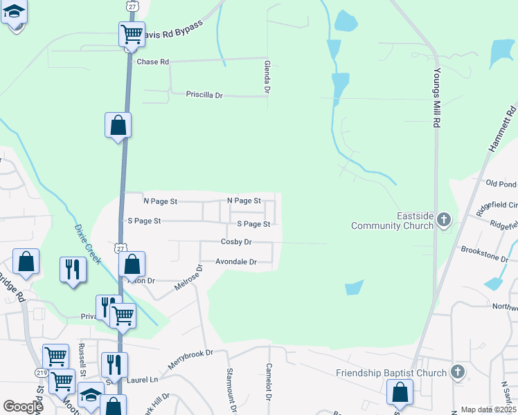 map of restaurants, bars, coffee shops, grocery stores, and more near 450 North Page Street in LaGrange