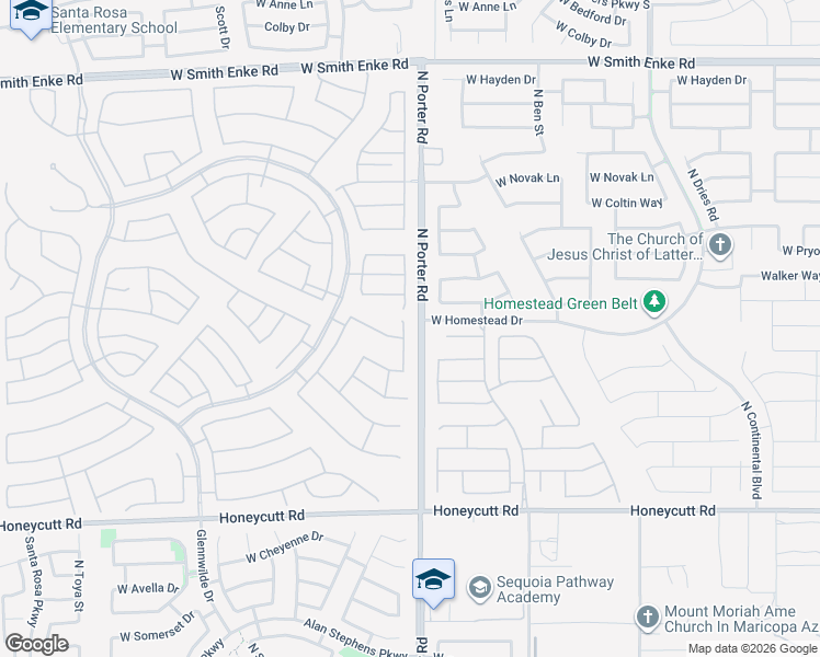 map of restaurants, bars, coffee shops, grocery stores, and more near 20321 North Winter Escape Court in Maricopa