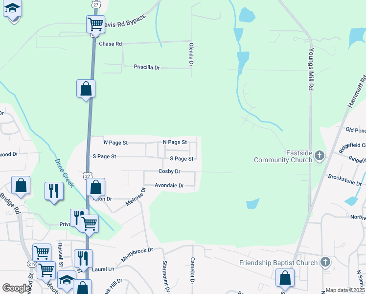 map of restaurants, bars, coffee shops, grocery stores, and more near 440 North Page Street in LaGrange