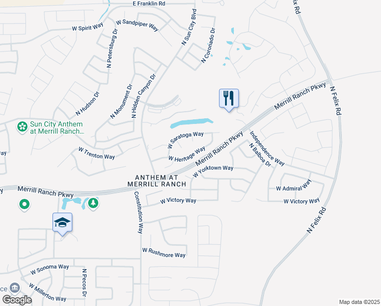 map of restaurants, bars, coffee shops, grocery stores, and more near 6442 West Heritage Way in Florence