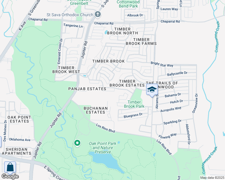 map of restaurants, bars, coffee shops, grocery stores, and more near 3212 Heatherbrook Drive in Plano
