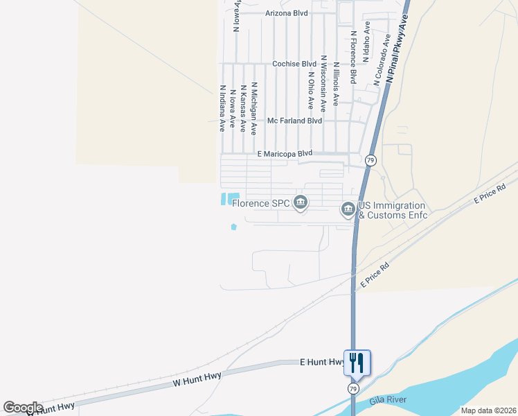 map of restaurants, bars, coffee shops, grocery stores, and more near 203 East Palo Verde Lane in Florence