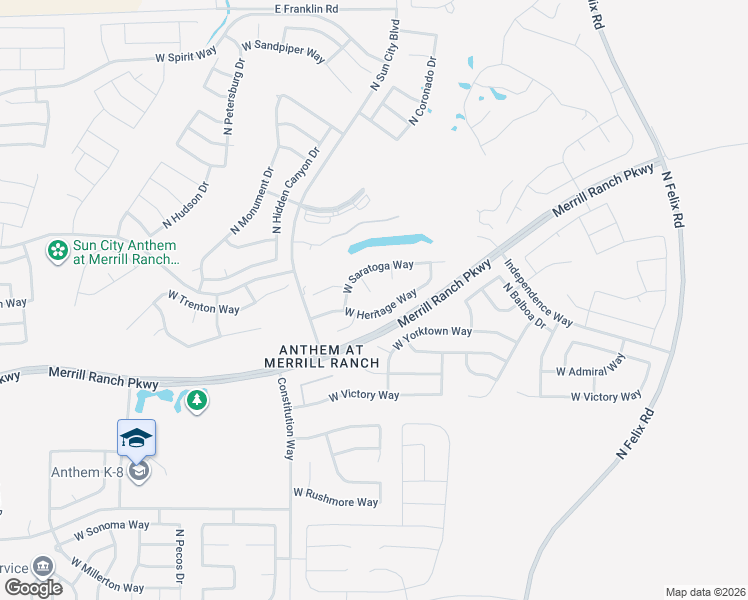 map of restaurants, bars, coffee shops, grocery stores, and more near 6442 West Heritage Way in Florence