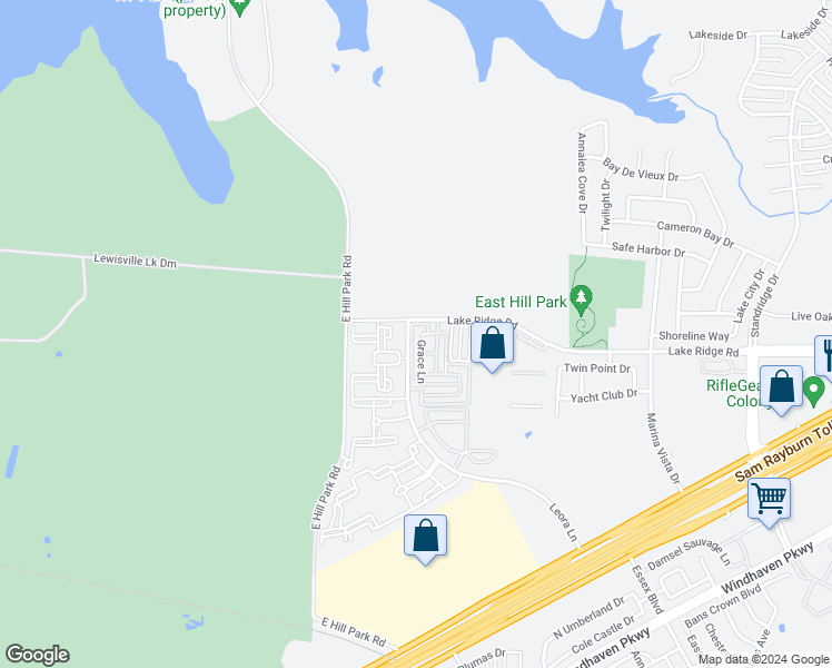 map of restaurants, bars, coffee shops, grocery stores, and more near 1028 Grace Lane in Lewisville