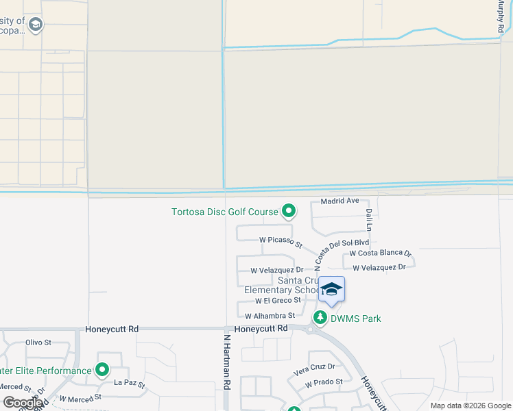 map of restaurants, bars, coffee shops, grocery stores, and more near 36532 West Barcelona Lane in Maricopa