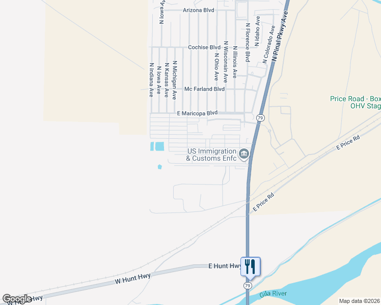 map of restaurants, bars, coffee shops, grocery stores, and more near 305 East Palo Verde Lane in Florence
