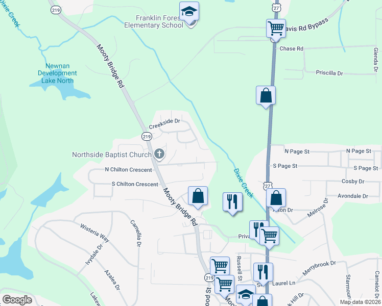 map of restaurants, bars, coffee shops, grocery stores, and more near 105 Yellow Jacket Court in LaGrange
