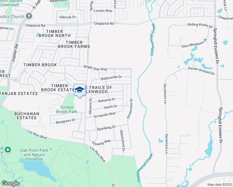 map of restaurants, bars, coffee shops, grocery stores, and more near 3620 Curbstone Way in Plano