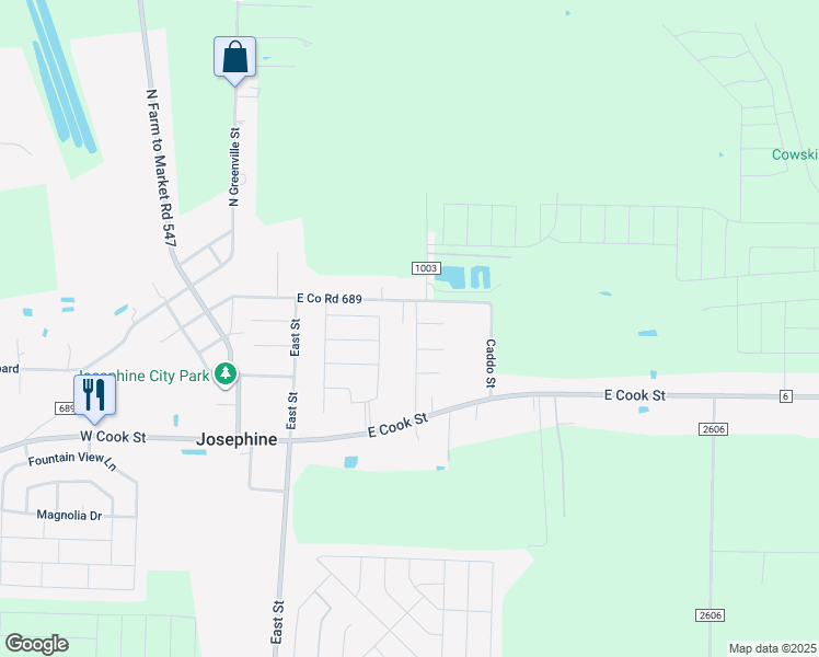 map of restaurants, bars, coffee shops, grocery stores, and more near 214 Babbit Road in Royse City