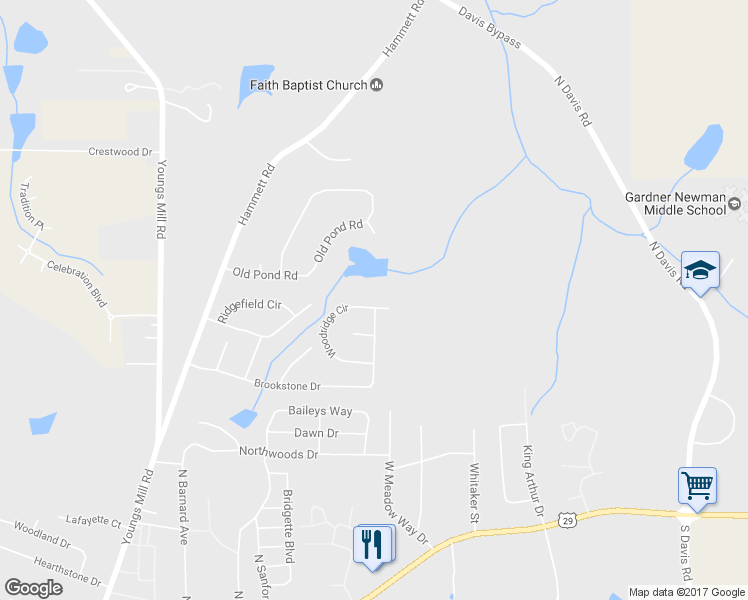 map of restaurants, bars, coffee shops, grocery stores, and more near 145 Woodridge Circle in LaGrange