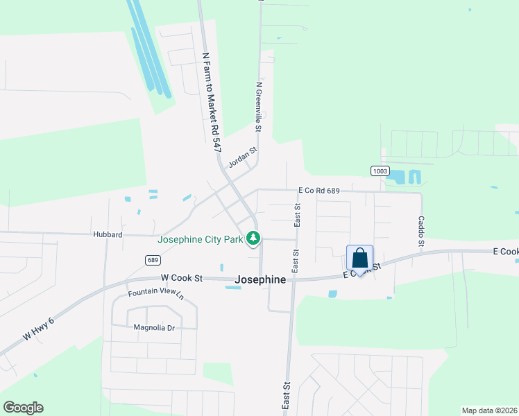 map of restaurants, bars, coffee shops, grocery stores, and more near 303 South Greenville in Josephine
