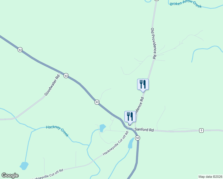 map of restaurants, bars, coffee shops, grocery stores, and more near 174 Ball Field Road in Alexander City