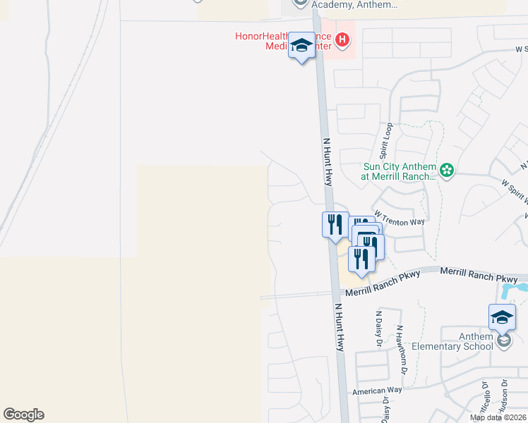 map of restaurants, bars, coffee shops, grocery stores, and more near 3561 North Hunt Highway in Florence