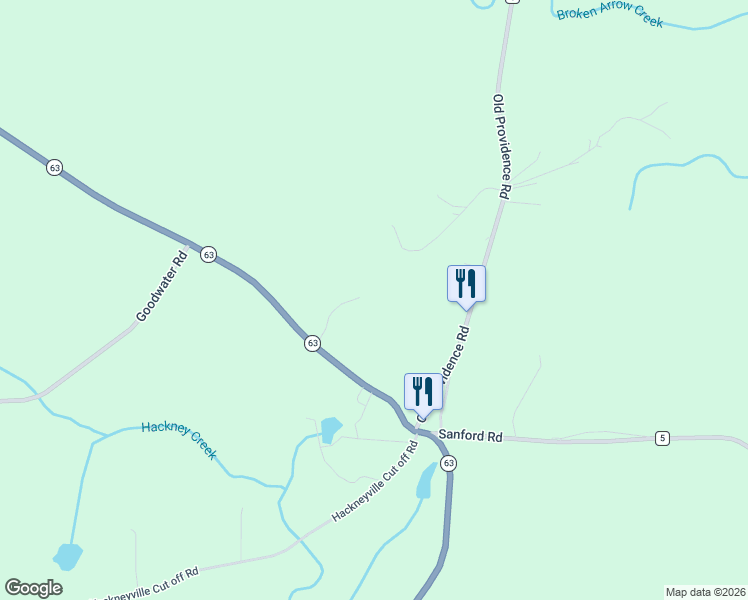 map of restaurants, bars, coffee shops, grocery stores, and more near 174 Ball Field Road in Alexander City