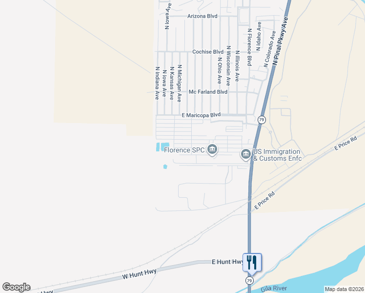 map of restaurants, bars, coffee shops, grocery stores, and more near 203 East Palo Verde Lane in Florence
