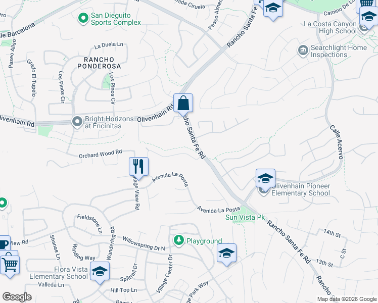 map of restaurants, bars, coffee shops, grocery stores, and more near 2978 Las Olas Court in Carlsbad