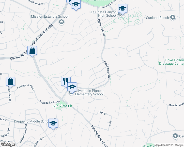 map of restaurants, bars, coffee shops, grocery stores, and more near 3434 Paseo Ancho in Carlsbad
