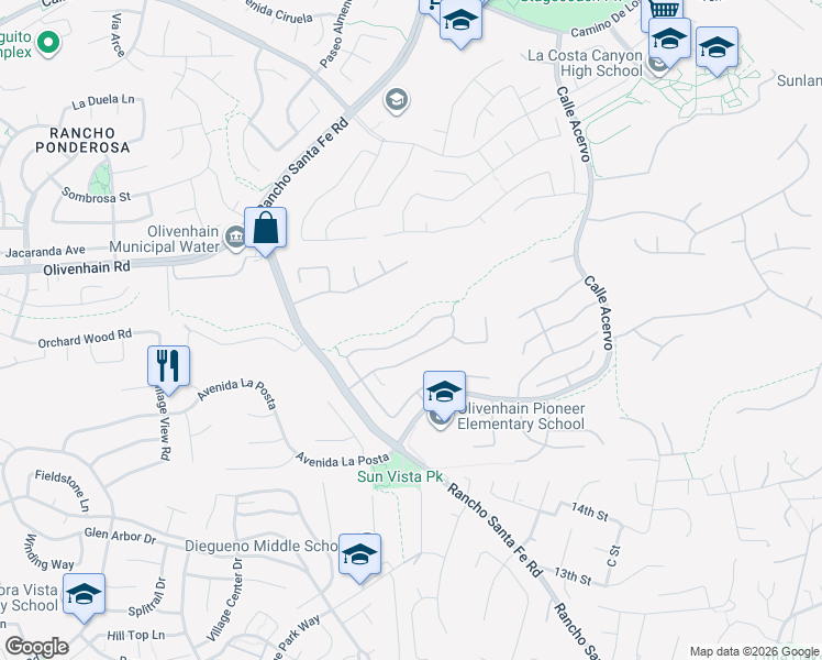 map of restaurants, bars, coffee shops, grocery stores, and more near 3266 Avenida Del Alba in Carlsbad