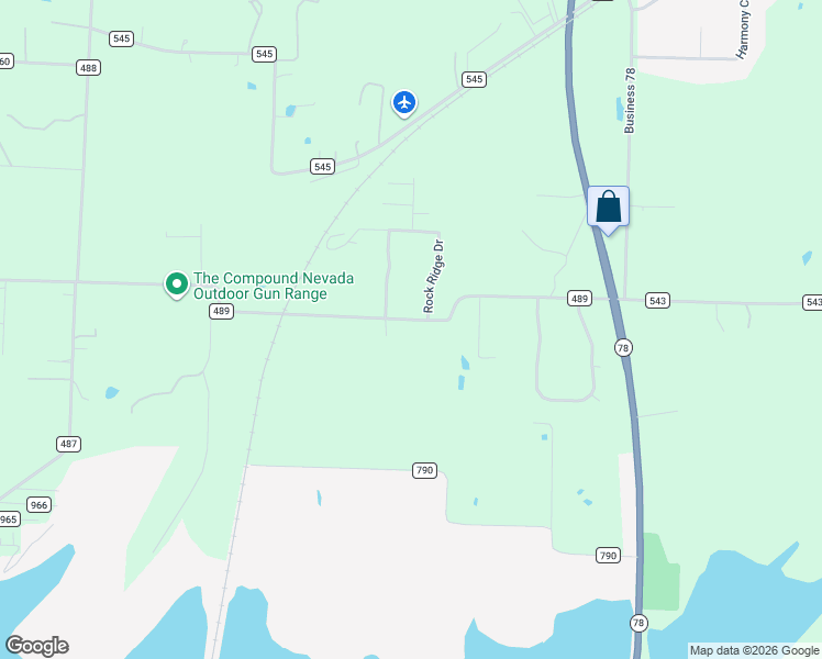 map of restaurants, bars, coffee shops, grocery stores, and more near 14918 County Road 489 in Nevada