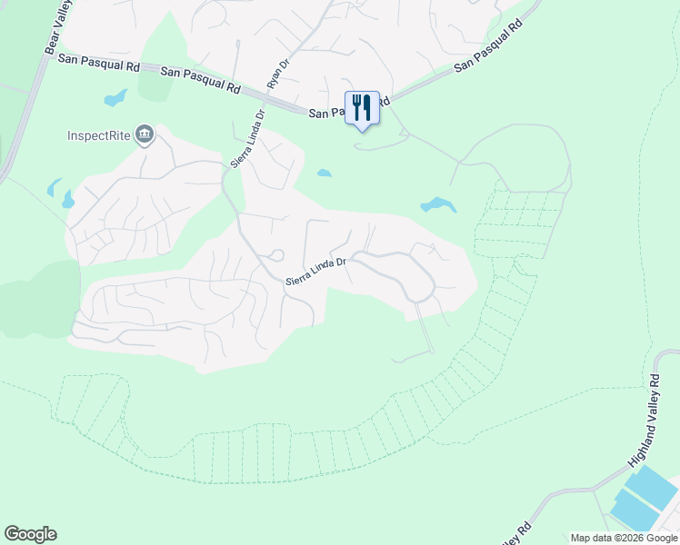 map of restaurants, bars, coffee shops, grocery stores, and more near 1107 Sierra Linda Drive in Escondido