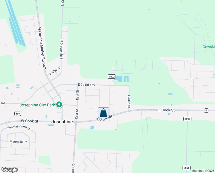 map of restaurants, bars, coffee shops, grocery stores, and more near 503 East Co Road 689 in Josephine