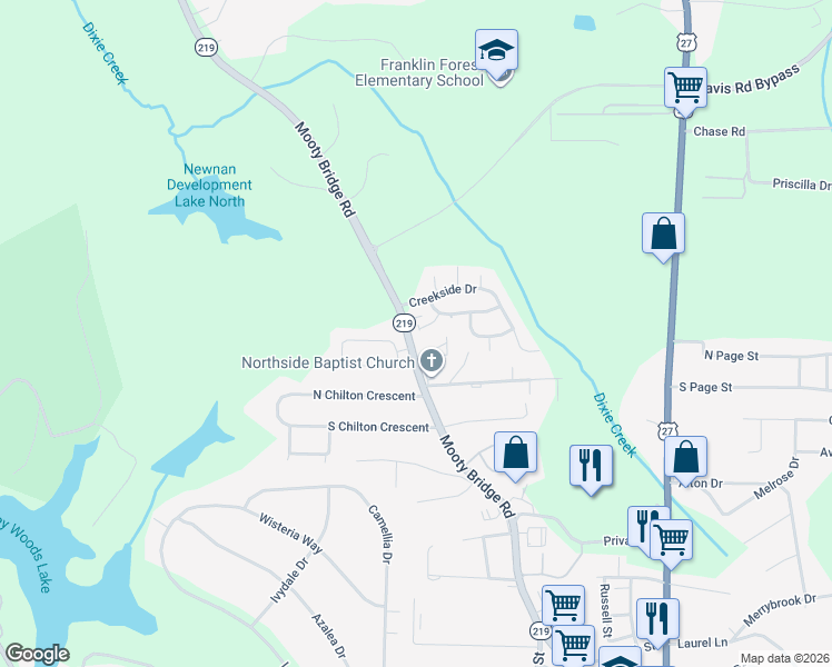 map of restaurants, bars, coffee shops, grocery stores, and more near 110 Dixie Court in LaGrange