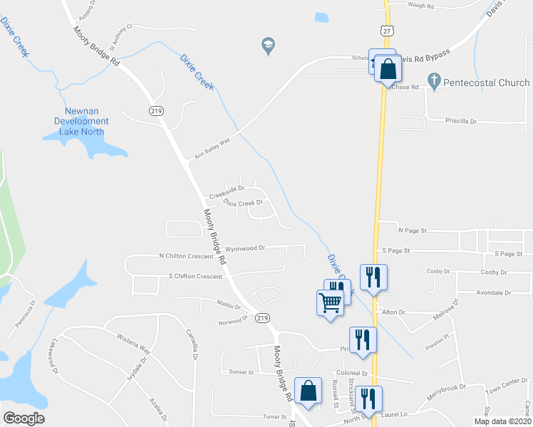 map of restaurants, bars, coffee shops, grocery stores, and more near 203 Beech Creek Drive in LaGrange