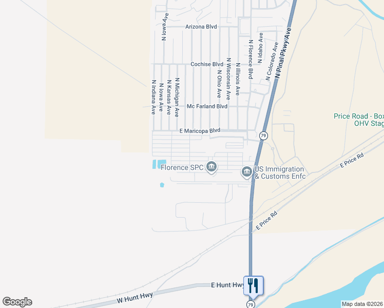 map of restaurants, bars, coffee shops, grocery stores, and more near 3543 North Caliente Boulevard in Florence