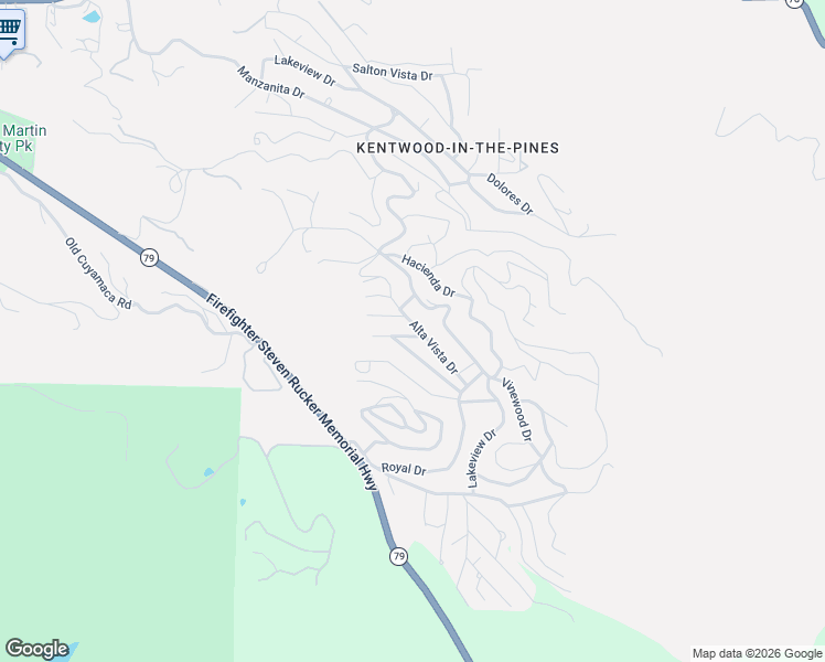 map of restaurants, bars, coffee shops, grocery stores, and more near 3409 Alta Vista Drive in Julian