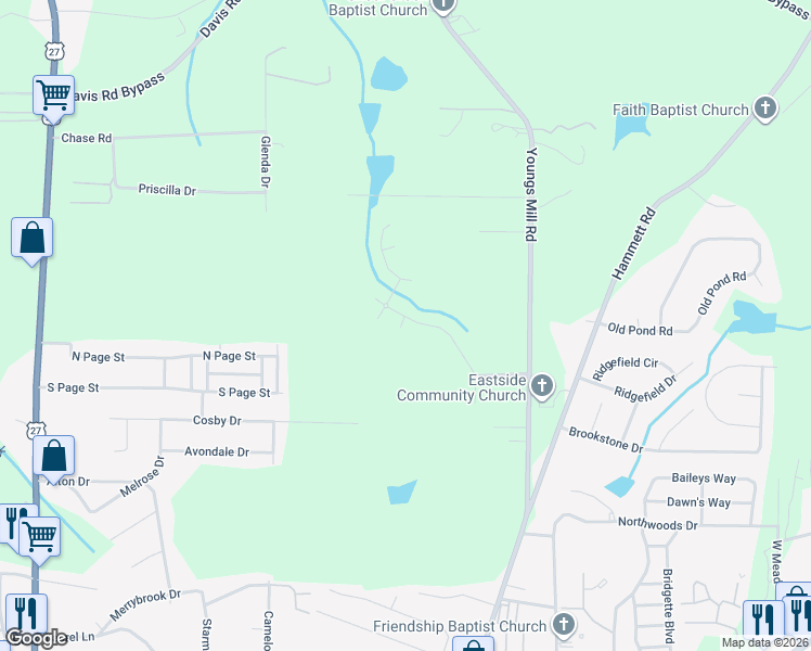 map of restaurants, bars, coffee shops, grocery stores, and more near 129 Celebration Boulevard in LaGrange