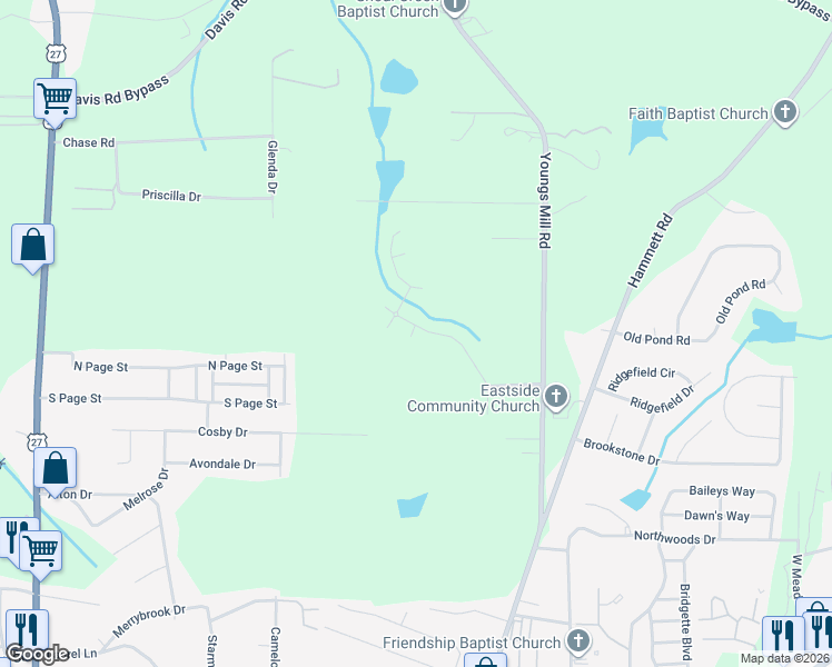 map of restaurants, bars, coffee shops, grocery stores, and more near 129 Celebration Boulevard in LaGrange