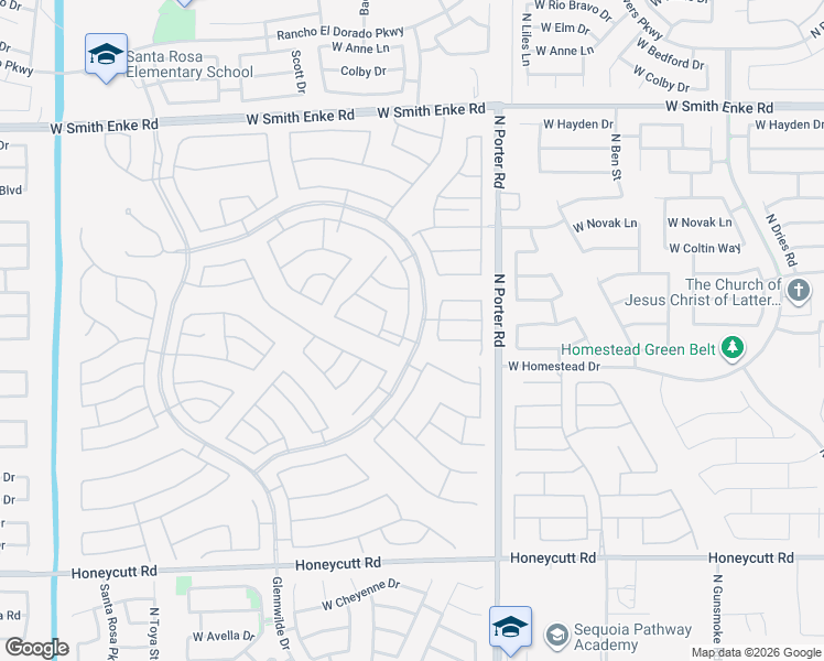 map of restaurants, bars, coffee shops, grocery stores, and more near Friendly Place in Maricopa