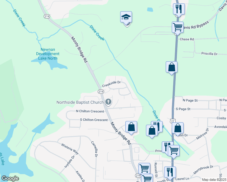 map of restaurants, bars, coffee shops, grocery stores, and more near 110 Dixie Creek Drive in LaGrange