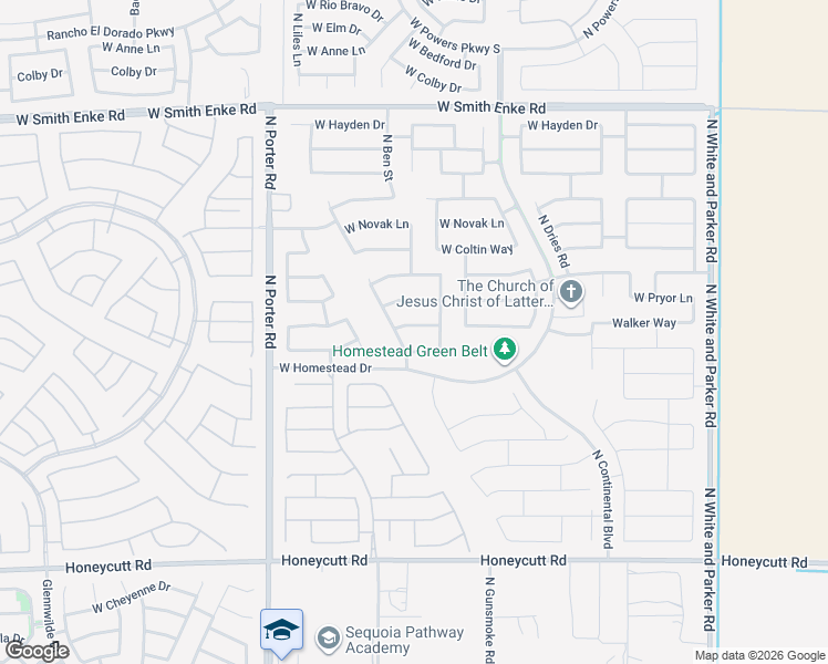 map of restaurants, bars, coffee shops, grocery stores, and more near 40985 Walker Way in Maricopa