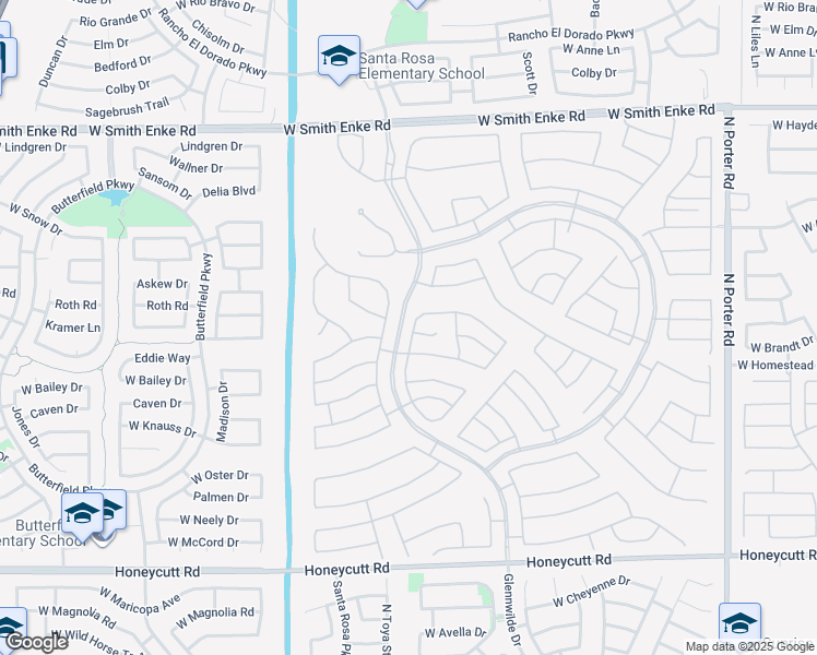 map of restaurants, bars, coffee shops, grocery stores, and more near 20500 North Big Dipper Drive in Maricopa