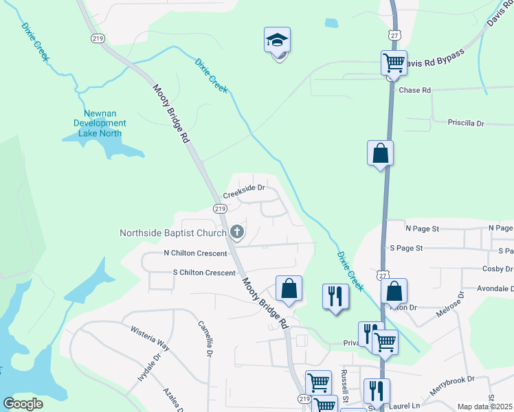 map of restaurants, bars, coffee shops, grocery stores, and more near 110 Dixie Creek Drive in LaGrange