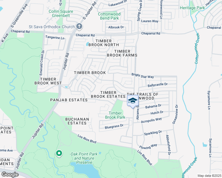 map of restaurants, bars, coffee shops, grocery stores, and more near 6812 Harwood Drive in Plano