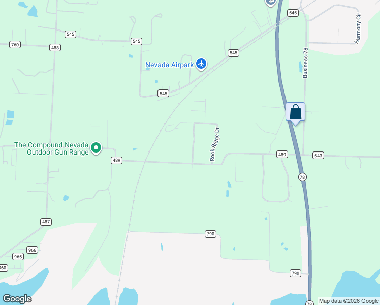map of restaurants, bars, coffee shops, grocery stores, and more near 14855 County Road 489 in Nevada