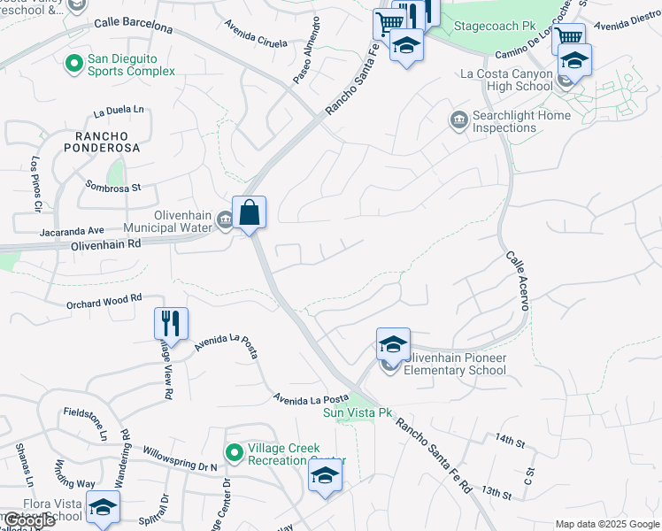 map of restaurants, bars, coffee shops, grocery stores, and more near 3243 Avenida Aragon in Carlsbad