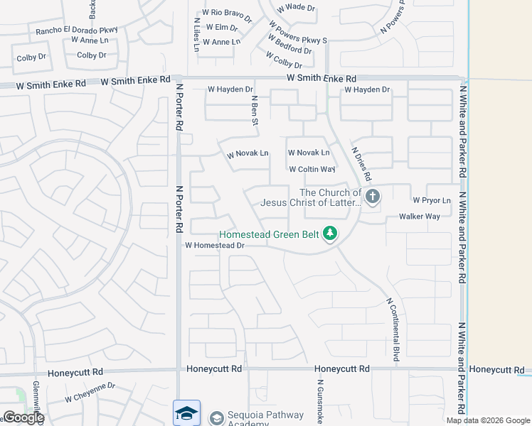 map of restaurants, bars, coffee shops, grocery stores, and more near 40985 Walker Way in Maricopa