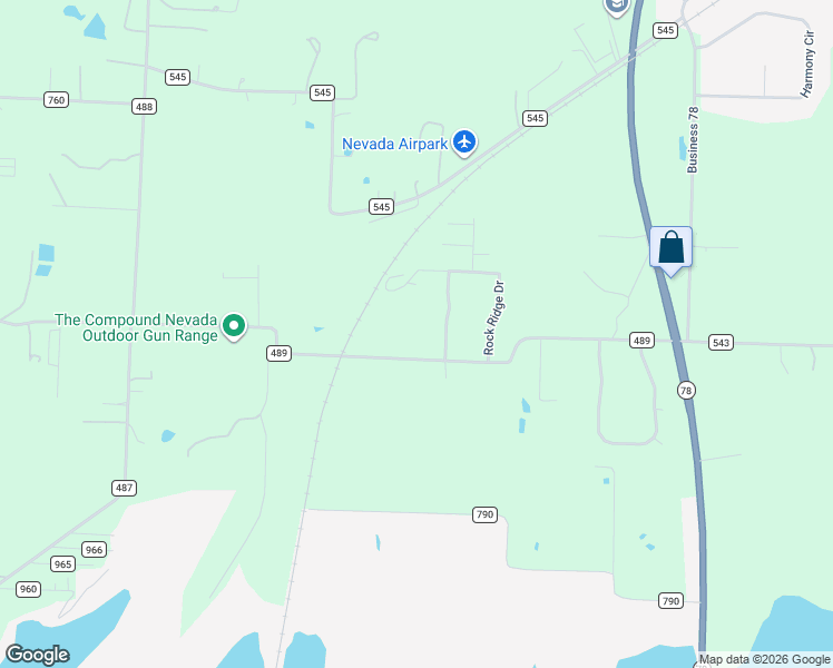 map of restaurants, bars, coffee shops, grocery stores, and more near 14855 County Road 489 in Nevada